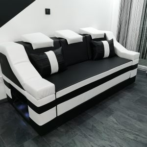 műbőr kanapé kinyitható modern fekete fehér világítás