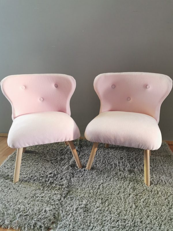 Fotel gombos háttámlával, gombos fotel, rózsaszín gombos fotel
